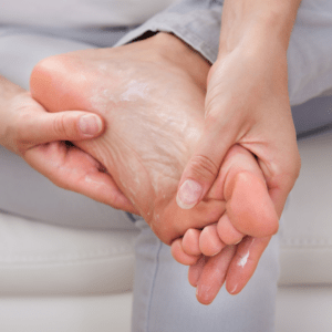 Diabetic Foot Care:  3. Moisturise to keep the skin soft but do not moisturise in between the toes